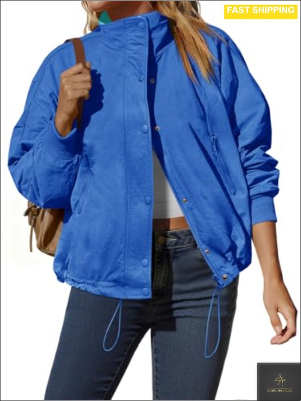 Fleece Lined Cropped Jacket Full Zip Loose Casual Coat